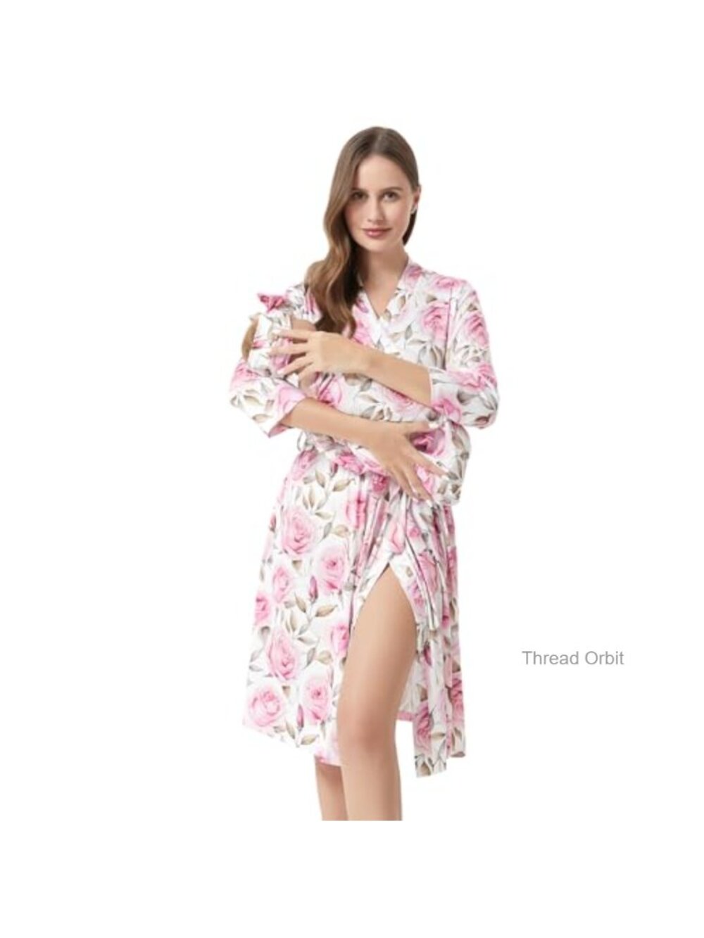Maternity Robe and Baby Swaddle Set with Headband Mommy and Me